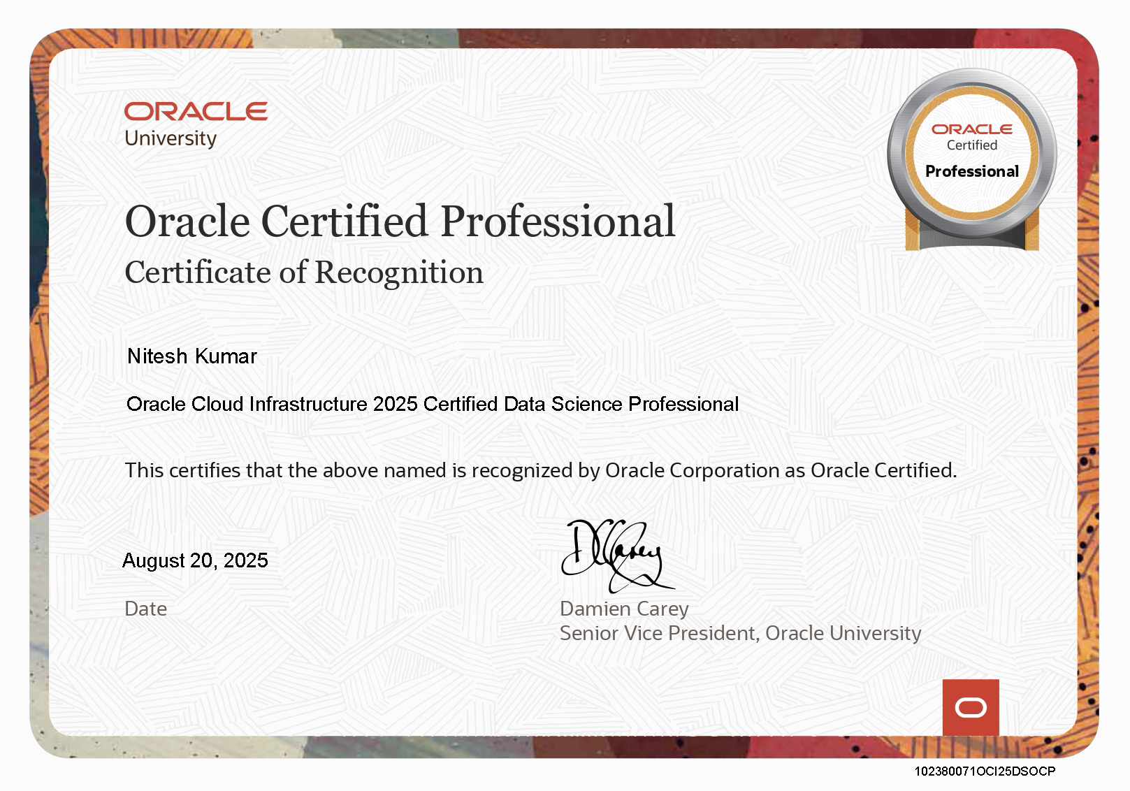 OCI Certified Data Science Professional